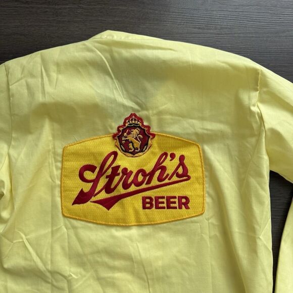 VTG Unitog Strohs Beer Work Shirt Men's 14-14 1/2 Small Long Sleeve Chainstitch - Picture 8 of 8